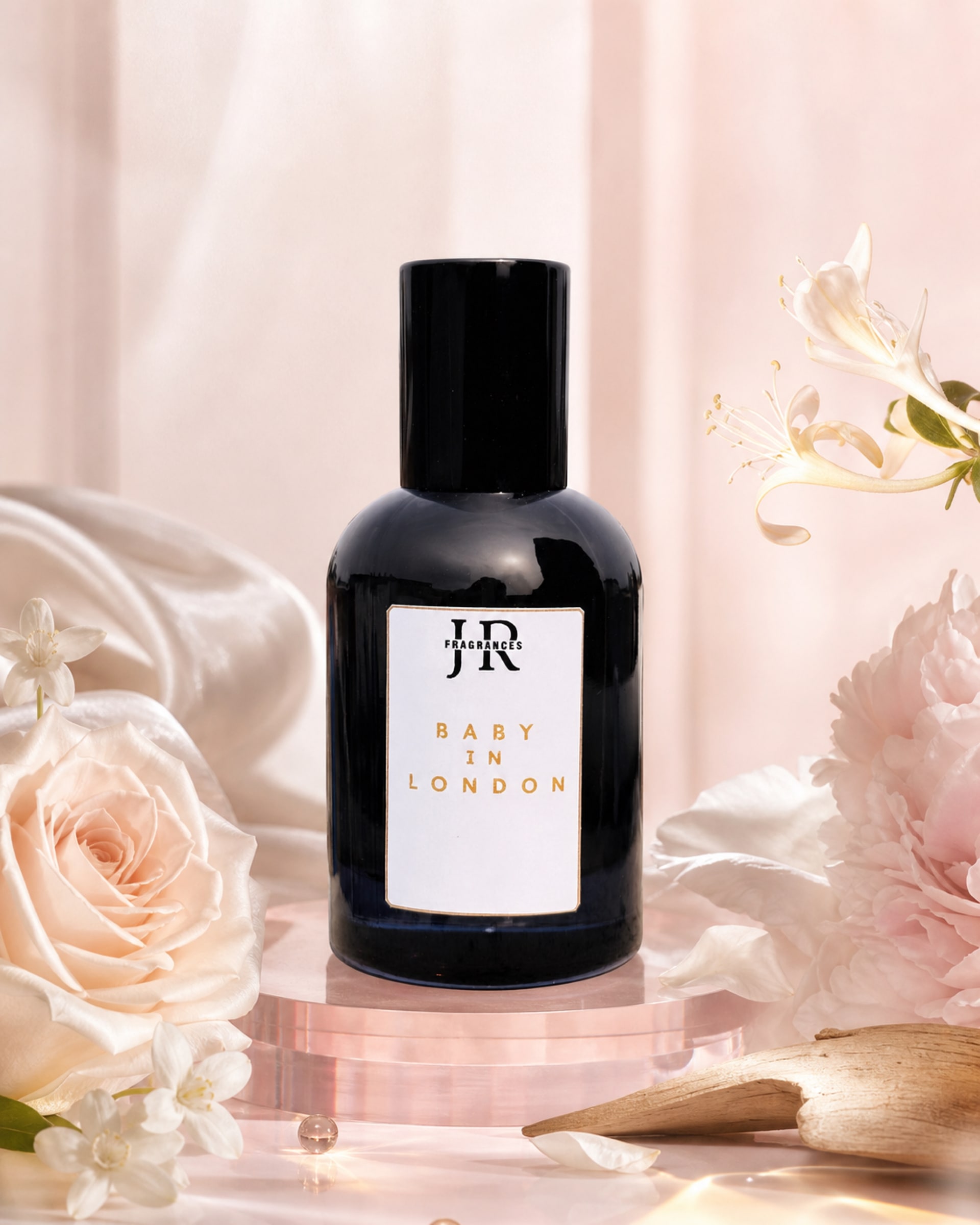 Baby in London bottle on a blush floral set
