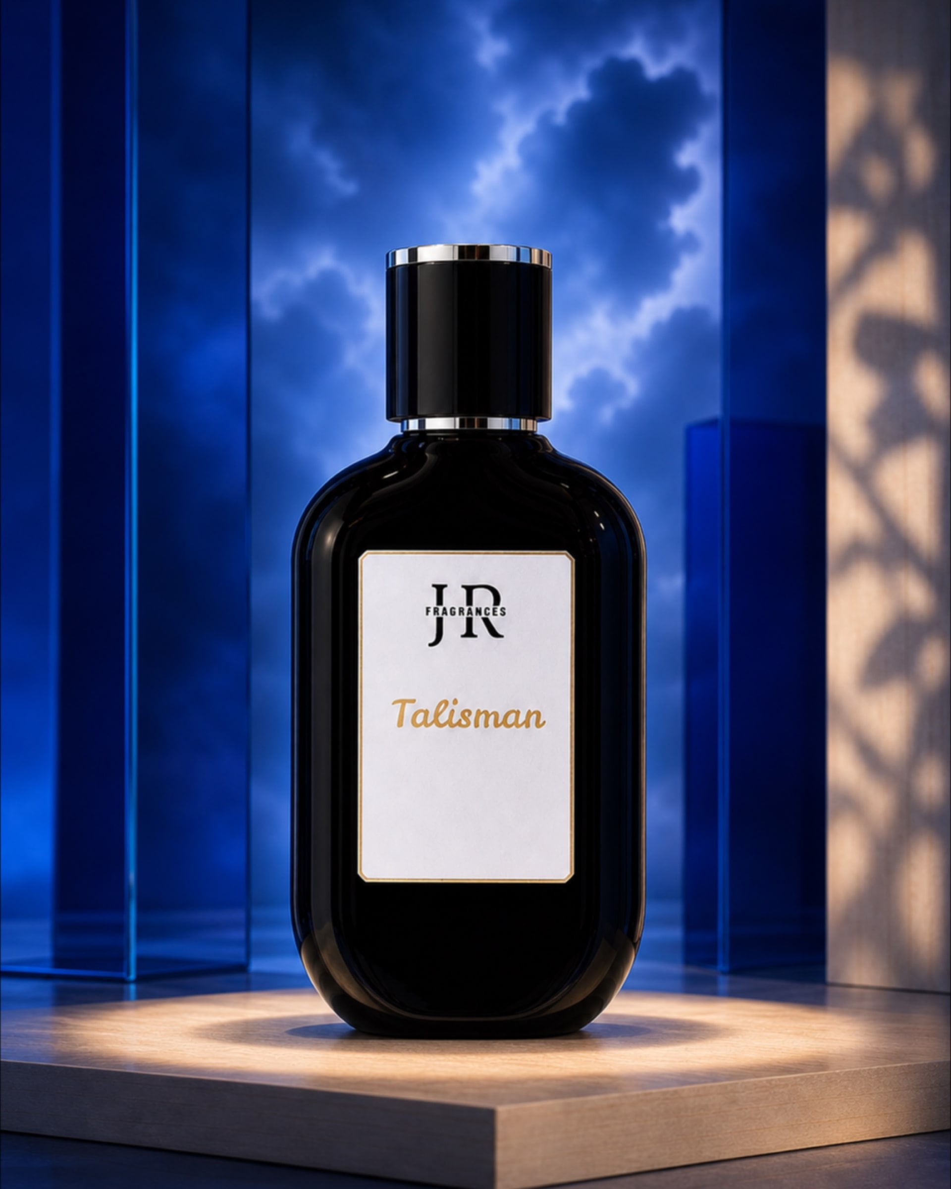 Talisman bottle among luminous clouds
